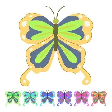 Psychedelic groovy butterfly vector cartoon graphic Stock Illustration