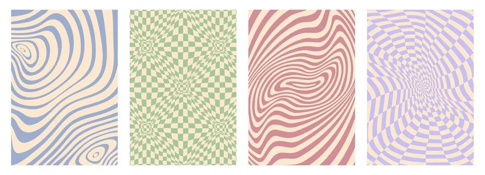 Psychedelic groovy hippie pattern backgrounds 스톡 일러스트