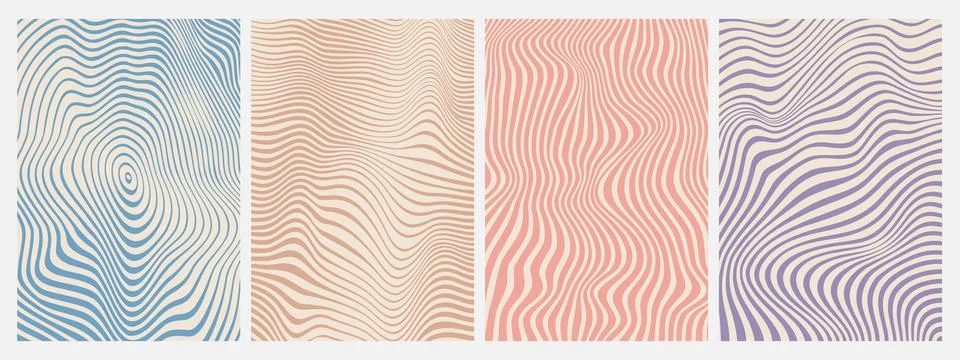 Psychedelic groovy pattern backgrounds vector set 스톡 일러스트