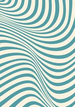 Psychedelic groovy pattern with blue wavy stripes Stockillustratie