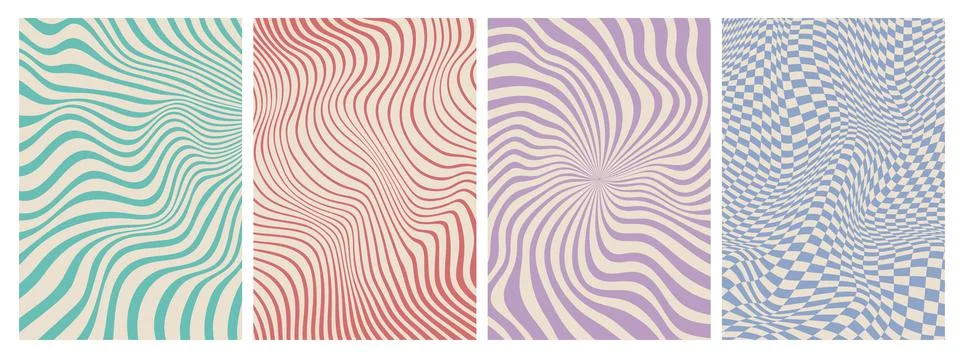 Psychedelic groovy pattern, optical illusions Stock Illustration