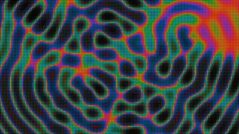 Psychedelic halftone dot pattern shifting in vibrant neon colors Stock Footage 335934266