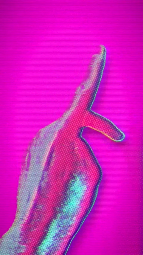 Psychedelic hand counting down from three, two, one in a trippy pink and blue Stock Footage 277229903