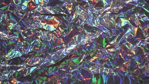 Psychedelic Holographic Foil Background with Soft Waves and Reflective Glow Stock Footage 313546899