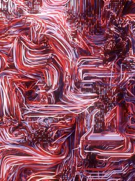 Psychedelic interweaving colored lines. Modern covers design. 3d rendering 스톡 일러스트