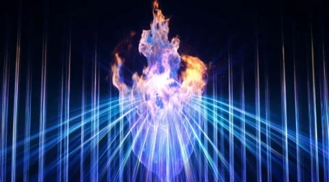 Psychedelic iridescent holographic light lines converge Stock Footage 331452392