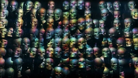 Psychedelic Jumping Colorful Skulls Full HD VJ Loop Stock Footage 88244816