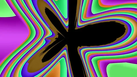 Psychedelic kaleidoscope abstract loop with neon green purple organic motion Vídeos de archivo 333481239