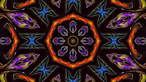 Psychedelic Kaleidoscope Mandala Loop Multicolor Abstract Motion Background Stock Footage 318798463