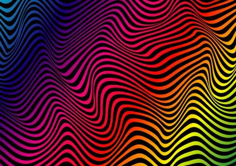 Psychedelic lines. Abstract pattern. Texture with wavy, Optical art background Illustrazione stock