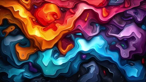 Psychedelic Liquid Colors Morph and Merge in Motion Stock Footage 264086843
