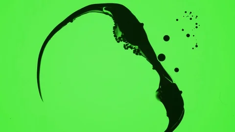 Psychedelic liquid light show, weird ink pattern in water, oil. Green cell Stock Footage 121705334