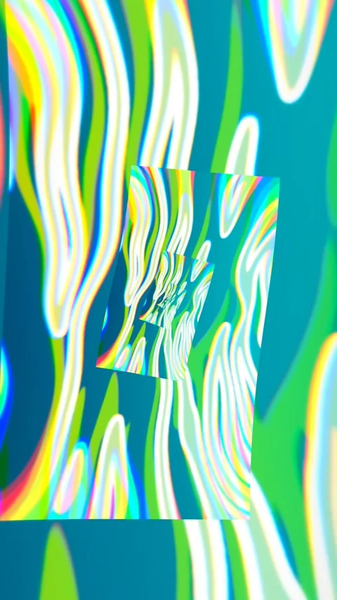 Psychedelic liquid waves tunnel with colorful neon distortion Stock Footage 345811401