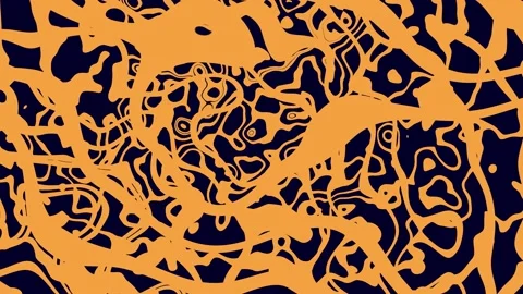 Psychedelic loped background. Liquid oil waves. Orange, Dark-Blue colors. 4K Stock Footage 154885675