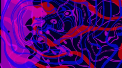 Psychedelic loped background. Liquid oil waves. Orange, Blue, Purple, Red Stock Footage 154976894