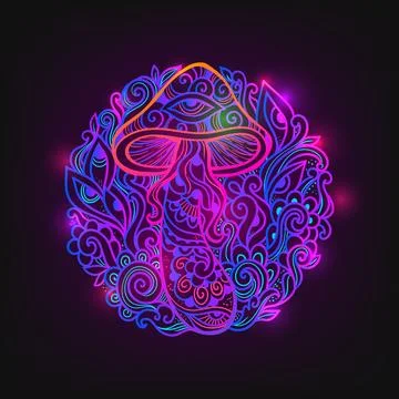 Psychedelic Magic Mushrooms art Stock Illustration