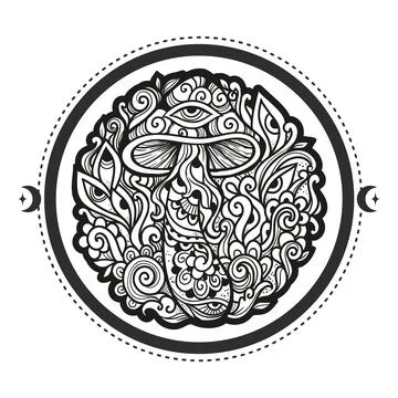 Psychedelic Magic Mushrooms art Stock Illustration