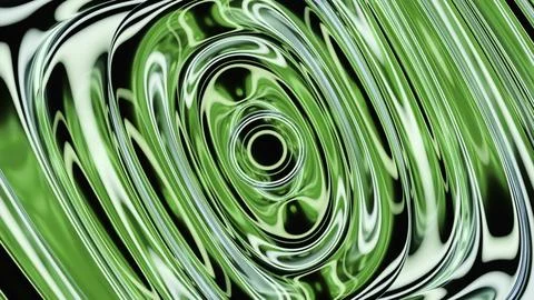 Psychedelic metallic liquid with waves. Design. Black dot with moving metal Stock Illustration