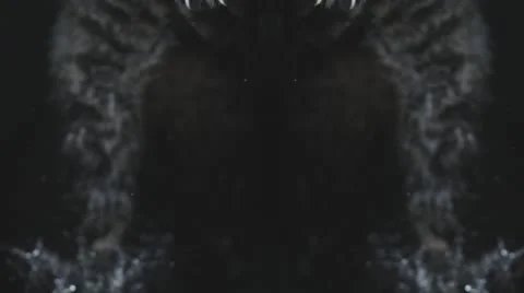 Psychedelic mirror image of cat falling into water. Over black. Slow motion. Video stock 68246044