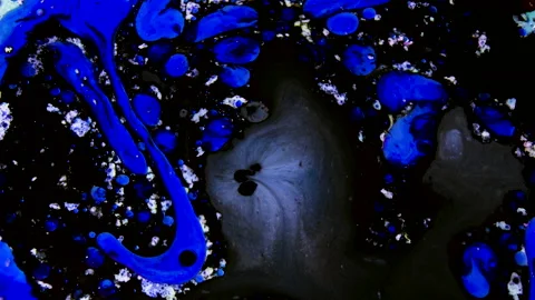 Psychedelic morphing liquid, bubbles, ink transition. Abstract grunge background Stock Footage 152340063