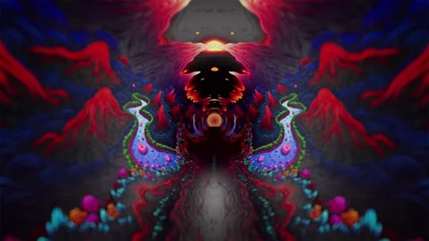 Psychedelic Mountains Seamless Looped Background Stock Footage 309080985