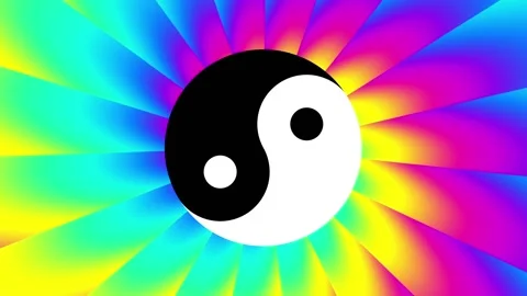 Psychedelic moving background with yin-yang symbol Stock Footage 166202324