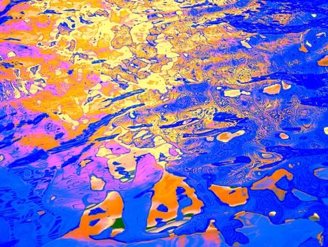 Psychedelic Multicolor Abstract Water Reflection Pink Yellow Blue Neon Colo.. Stock Photos