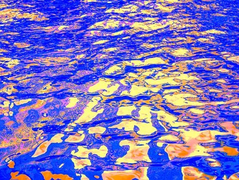 Psychedelic Multicolor Abstract Water Reflection Pink Yellow Blue Neon Colo.. Stock Photos