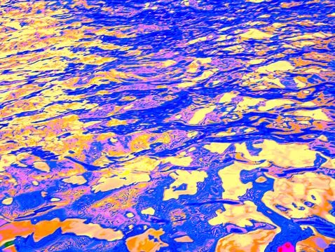 Psychedelic Multicolor Abstract Water Reflection Pink Yellow Blue Neon Colo.. Stock Photos