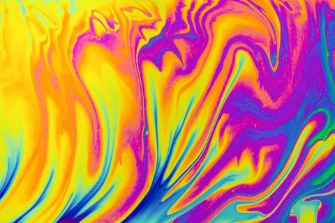 Psychedelic multicolor patterns background. Photo macro shot of soap bubbles 写真素材