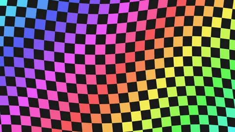 Psychedelic Multicolor Warped Checkerboard Loop Background Stock-Footage 340451949
