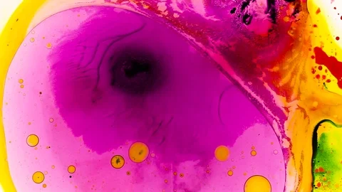 Psychedelic multicolored liquid light show, ink patterns in water, oil, paint Stock Footage 121269898
