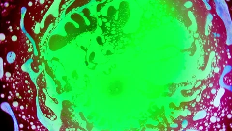Psychedelic multicolored liquid light show, ink patterns in water, oil, paint Stock Footage 122036983