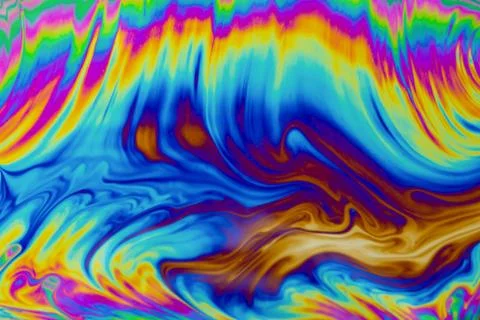 Psychedelic multicolored patterns background. Photo macro shot of soap bubble Foto stock