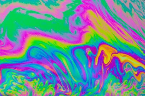 Psychedelic multicolored patterns background. Photo macro shot of soap bubble Stock-Fotos