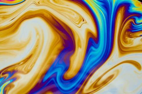 Psychedelic multicolored patterns background. Photo macro shot of soap bubble Stock Photos