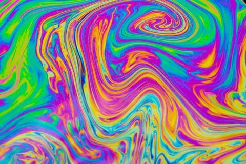 Psychedelic multicolored patterns background. Photo macro shot of soap bubble Foto stock