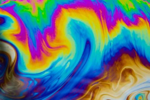 Psychedelic multicolored patterns background. Photo macro shot of soap bubble Foto stock