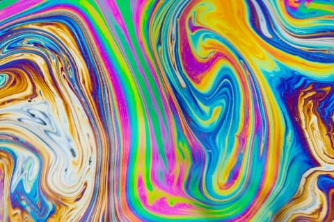 Psychedelic multicolored patterns background. Photo macro shot of soap bubble Stock-Fotos