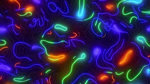 Psychedelic Neon Abstract Seamless Animation with Futuristic Glowing Patterns Stock Footage 315383219