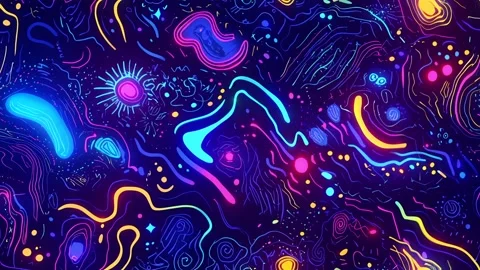 Psychedelic Neon Abstract Seamless Loop with Futuristic Glowing Patterns Stock Footage 315383115