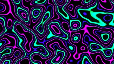 Psychedelic neon contour lines wave Stock Footage 240327200
