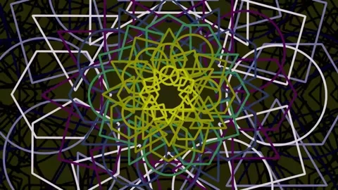 Psychedelic neon fractal mandala design pattern for spiritual backdrop Stock Footage 342206972