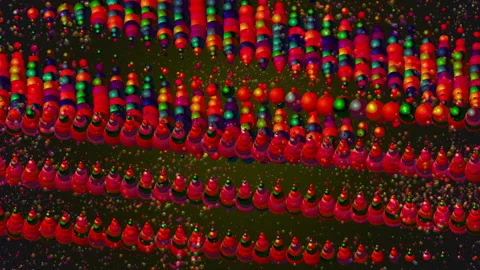 Psychedelic Neon Fractal Spiral Array, Abstract 3D Motion Background Stock Footage 331011955