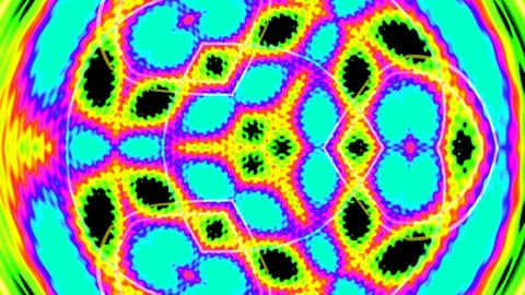 Psychedelic neon geometric fractal pattern loop abstract background design Stock Footage 337571190