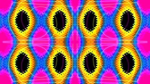 Psychedelic Neon Geometric Pattern Loop | Vibrant Retro Abstract Background Stock Footage 339332958
