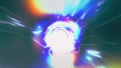 Psychedelic neon light tunnel with chromatic warp effect Stock Footage 345500363