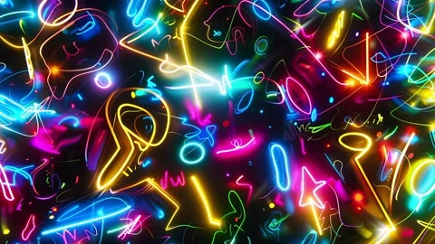 Psychedelic Neon Seamless Loop with Vibrant Abstract Motion and Glow Stock Footage 315382787