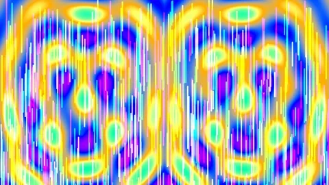 Psychedelic neon synthwave background pattern in glowing cyan, magenta, and.. Stock Footage 336544642