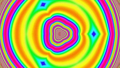 Psychedelic Neon Vortex Background with Abstract Concentric Rings Pattern Stock Footage 339501646